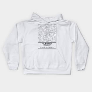 Münster City Map - Minimal Black and White Design Kids Hoodie